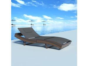 vidaXL Sun Lounger Poly Rattan Brown vidaXL Sun Lounger Poly Rattan Brown