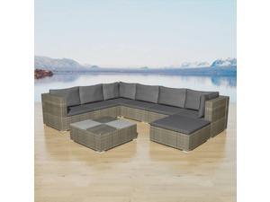 vidaXL Garden Sofa Set 24 Pieces Poly Rattan Gray vidaXL Garden Sofa Set 24 Pieces Poly Rattan Gray