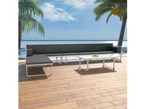 vidaXL Garden Sofa Set 17 Pieces Textilene Aluminum Black and White vidaXL Garden Sofa Set 17 Pieces Textilene Aluminum Black and White