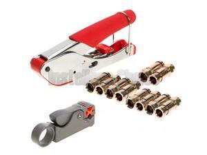 Compression Tool F BNC RCA RG6 RG59 Connector Cable Coax Stripper Crimper Set Compression Tool F BNC RCA RG6 RG59 Connector Cable Coax Stripper Crimper Set