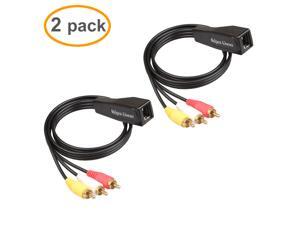 2 Pack 3 RCA to RJ45 Balun Component Video and Audio Extender Over Cat5/6 Up to 600ft/200M 2 Pack 3 RCA to RJ45 Balun Component Video and Audio Extender Over Cat5/6 Up to 600ft/200M
