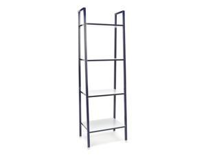 Essentials by OFM ESS-1045 4-Shelf Free Standing Ladder Bookshelf, White with Blue Frame Essentials by OFM ESS-1045 4-Shelf Free Standing Ladder Bookshelf, White with Blue Frame
