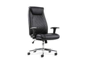 Executive Chair Height-Adjustable Arms Black Leather Chrome Accents Executive Chair Height-Adjustable Arms Black Leather Chrome Accents