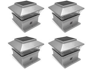 4 Pack 4 x 4 Solar Powered Post Cap Light Wood Fence Posts Pathway,Deck,Fence Light (Sliver) 4 Pack 4 x 4 Solar Powered Post Cap Light Wood Fence Posts Pathway,Deck,Fence Light (Sliver)
