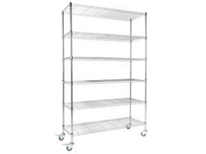 Apollo Hardware Chrome 6-Shelf Wire Shelving with 3" Caster Wheels 18"x48"x72" Apollo Hardware Chrome 6-Shelf Wire Shelving with 3" Caster Wheels 18"x48"x72"
