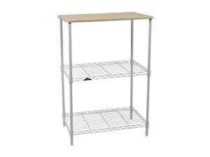 Apollo Hardware 3-Tier White Wire Shelf with Wood on Top Tier 14"x24"x36" Apollo Hardware 3-Tier White Wire Shelf with Wood on Top Tier 14"x24"x36"