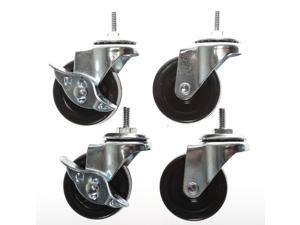 2 Inch Universal Threaded Casters w/Brakes Set(For 1" Post Wire Shelving) 2 Inch Universal Threaded Casters w/Brakes Set(For 1" Post Wire Shelving)