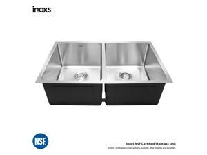 Inoxs 32" x 19" x 10" Undermount 50/50 Double Bowl 16 Gauge Stainless Steel Kitchen Sink/I-UD3219 Inoxs 32" x 19" x 10" Undermount 50/50 Double Bowl 16 Gauge Stainless Steel Kitchen Sink/I-UD3219