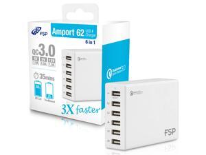FSP 62W 6 Port Quick Charge 3.0 USB Charger 5V 9V 12V Auto Detect for iPhone iPad Tablet Android MP3 Power Bank (Amport 62 White) FSP 62W 6 Port Quick Charge 3.0 USB Charger 5V 9V 12V Auto Detect for iPhone iPad Tablet Android MP3 Power Bank (Amport 62 White)