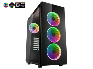 FSP ATX Mid Tower PC Computer Gaming Case with 2 Translucent Tempered Glass Panels with 4 Addressable RGB Fans (CMT340) FSP ATX Mid Tower PC Computer Gaming Case with 2 Translucent Tempered Glass Panels with 4 Addressable RGB Fans (CMT340)