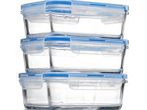 Superior Glass Meal Prep Food Storage Containers (3 Pack, 28 oz.) BPA Free Airtight Leak Proof Snap Locking Lid - Freezer, Microwave, Oven Safe, Portion Control Containers for Home and Work Superior Glass Meal Prep Food Storage Containers (3 Pack, 28 oz.) BPA Free Airtight Leak Proof Snap Locking Lid - Freezer, Microwave, Oven Safe, Portion Control Containers for Home and Work
