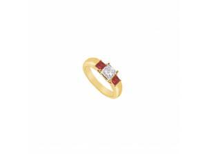 Fine Jewelry Vault UBJ546Y14DRR-101RS5 Three Stone Diamond & Ruby Ring 14K Yellow Gold, 0.33 CT - Size 5 Fine Jewelry Vault UBJ546Y14DRR-101RS5 Three Stone Diamond & Ruby Ring 14K Yellow Gold, 0.33 CT - Size 5