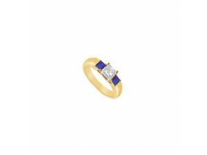 Fine Jewelry Vault UBJ546Y14DSS-101RS4 Three Stone Diamond & Sapphire Ring 14K Yellow Gold, 0.33 CT - Size 4 Fine Jewelry Vault UBJ546Y14DSS-101RS4 Three Stone Diamond & Sapphire Ring 14K Yellow Gold, 0.33 CT - Size 4