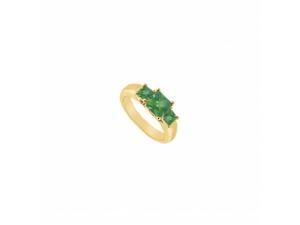 Fine Jewelry Vault UBJ548Y14E-101RS4.5 Three Stone Emerald Ring 14K Yellow Gold, 0.50 CT - Size 4.5 Fine Jewelry Vault UBJ548Y14E-101RS4.5 Three Stone Emerald Ring 14K Yellow Gold, 0.50 CT - Size 4.5