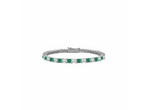 Fine Jewelry Vault UBUBRAGSQPR200CZE May Birthstone Created Emerald & CZ Princess Cut Tennis Bracelet in 925 Sterling Silver, 29 Stones Fine Jewelry Vault UBUBRAGSQPR200CZE May Birthstone Created Emerald & CZ Princess Cut Tennis Bracelet in 925 Sterling Silver, 29 Stones