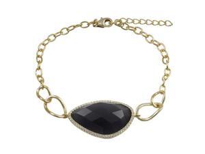 Dlux Jewels Amethyst Cats Eye Semi Precious Stone Cubic Zirconia Border with Gold Plated Sterling Silver Bracelet Dlux Jewels Amethyst Cats Eye Semi Precious Stone Cubic Zirconia Border with Gold Plated Sterling Silver Bracelet