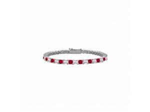 Fine Jewelry Vault UBUBRAGSQPR200CZR July Birthstone Created Ruby & CZ Princess Cut Tennis Bracelet in 925 Sterling Silver, 29 Stones Fine Jewelry Vault UBUBRAGSQPR200CZR July Birthstone Created Ruby & CZ Princess Cut Tennis Bracelet in 925 Sterling Silver, 29 Stones