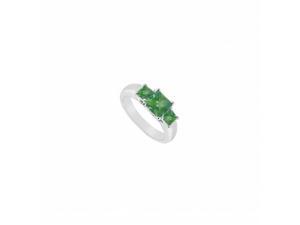 Fine Jewelry Vault UBJ548W14E-101RS4 Three Stone Emerald Ring 14K White Gold, 0.50 CT - Size 4 Fine Jewelry Vault UBJ548W14E-101RS4 Three Stone Emerald Ring 14K White Gold, 0.50 CT - Size 4