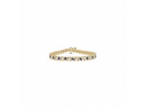Fine Jewelry Vault UBUBRAGVYRD155300CZS Created Sapphire & CZ Tennis Bracelet With 3 CT TGW on Yellow Gold Vermeil, 25 Stones Fine Jewelry Vault UBUBRAGVYRD155300CZS Created Sapphire & CZ Tennis Bracelet With 3 CT TGW on Yellow Gold Vermeil, 25 Stones