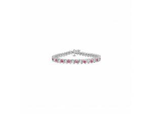 Fine Jewelry Vault UBUBRAGRD155100CZPS Created Pink Sapphire & CZ S Tennis Bracelet 925 Sterling Silver - 1 CT TGW , 25 Stones Fine Jewelry Vault UBUBRAGRD155100CZPS Created Pink Sapphire & CZ S Tennis Bracelet 925 Sterling Silver - 1 CT TGW , 25 Stones