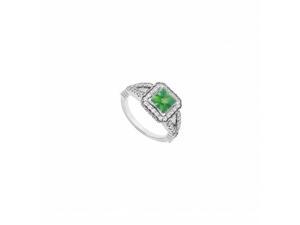 Fine Jewelry Vault UBJS3270AW14DE 14K White Gold Princess Cut Emerald Diamond Engagement Ring - 0.75 CT TGW , 44 Stones Fine Jewelry Vault UBJS3270AW14DE 14K White Gold Princess Cut Emerald Diamond Engagement Ring - 0.75 CT TGW , 44 Stones
