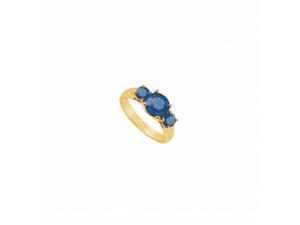 Fine Jewelry Vault UBJ191Y14S-101RS5.5 Three Stone Sapphire Ring 14K Yellow Gold, 0.75 CT - Size 5.5 Fine Jewelry Vault UBJ191Y14S-101RS5.5 Three Stone Sapphire Ring 14K Yellow Gold, 0.75 CT - Size 5.5