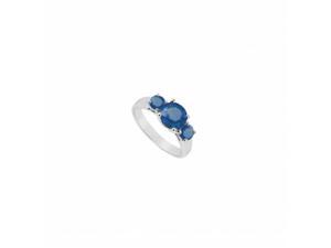 Fine Jewelry Vault UBJ191W14S-101RS6.5 Three Stone Sapphire Ring 14K White Gold, 0.75 CT - Size 6.5 Fine Jewelry Vault UBJ191W14S-101RS6.5 Three Stone Sapphire Ring 14K White Gold, 0.75 CT - Size 6.5