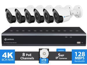 Camius UHD 4K 8 Channel NVR PoE Security IP Camera System with Hard Drive 3TB, 6 x 5MP Wired Video Surveillance IP Bullet Cameras 2592x1944p, IP66, Mac,PC, Browser, Phone app view 8P6B3T-A Camius UHD 4K 8 Channel NVR PoE Security IP Camera System with Hard Drive 3TB, 6 x 5MP Wired Video Surveillance IP Bullet Cameras 2592x1944p, IP66, Mac,PC, Browser, Phone app view 8P6B3T-A