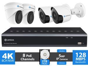 Camius Ultra HD 4K 8 Channel NVR PoE Security IP Camera System with Hard Drive 2TB, 4pcs 5MP Wired Video Surveillance IP Cameras 2592 x 1944p (2xBullet,2xDome), Mac,PC,Browser, App view 8P2B2I2T-A Camius Ultra HD 4K 8 Channel NVR PoE Security IP Camera System with Hard Drive 2TB, 4pcs 5MP Wired Video Surveillance IP Cameras 2592 x 1944p (2xBullet,2xDome), Mac,PC,Browser, App view 8P2B2I2T-A