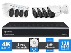Camius UHD 4K 8 Channel NVR PoE Security IP Camera System with hard drive 2TB, 8 Wired Video Surveillance 5MP IP Cameras 2592 x 1944p (4 x Bullet,4 x Dome), Mac,PC, Browser, Phone App view 8P4B4I2T-A Camius UHD 4K 8 Channel NVR PoE Security IP Camera System with hard drive 2TB, 8 Wired Video Surveillance 5MP IP Cameras 2592 x 1944p (4 x Bullet,4 x Dome), Mac,PC, Browser, Phone App view 8P4B4I2T-A