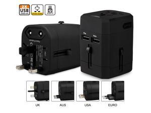 Universal All in One Worldwide Travel Power Plug, International Wall AC Adapter Charger with Dual USB Charging Ports for USA EU UK AUS, Carrying Bag included Universal All in One Worldwide Travel Power Plug, International Wall AC Adapter Charger with Dual USB Charging Ports for USA EU UK AUS, Carrying Bag included