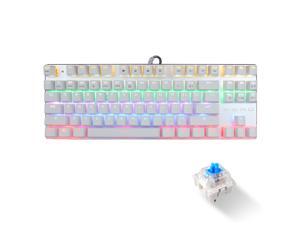 ZERO Gaming Mechanical Keyboard 87 Key Anti-Ghosting Luminous Blue Switches Mix Light Backlit LED Wired Keyboard (Silver Keyboard + White Key) ZERO Gaming Mechanical Keyboard 87 Key Anti-Ghosting Luminous Blue Switches Mix Light Backlit LED Wired Keyboard (Silver Keyboard + White Key)