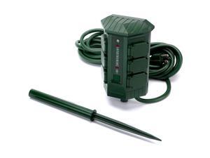 Outdoor Power Stake by BESTTEN, 15 Foot Waterproof Long Extension Cord, 6 Outlet Power Strip Weatherproof with Photocell Digital Countdown Timer, for Christmas Decoration and Holiday Light, Green Outdoor Power Stake by BESTTEN, 15 Foot Waterproof Long Extension Cord, 6 Outlet Power Strip Weatherproof with Photocell Digital Countdown Timer, for Christmas Decoration and Holiday Light, Green