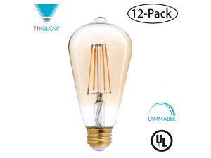 TriGlow T98801-12 (12-Pack) 4 Watt (40W Equivalent) LED ST19 Amber Glass, 2200K Color, DIMMABLE 400 Lumens, E26 Medium Base, Traditional Amber Glass Light Bulbs TriGlow T98801-12 (12-Pack) 4 Watt (40W Equivalent) LED ST19 Amber Glass, 2200K Color, DIMMABLE 400 Lumens, E26 Medium Base, Traditional Amber Glass Light Bulbs