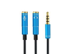 Audio Cable 3.5mm Jack Headphone Microphone Splitter,4 Pole Male to 2 Female Headset+ Mic Aux Extension Adapter for Phone Latpop Audio Cable 3.5mm Jack Headphone Microphone Splitter,4 Pole Male to 2 Female Headset+ Mic Aux Extension Adapter for Phone Latpop