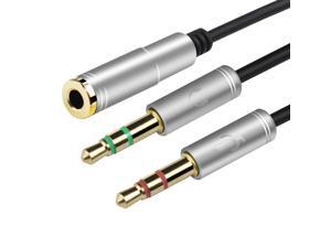 3.5mm Headphone Stereo Audio Mic Y Splitter,Dual 3.5 mm Plug (Audio + Microphone) to 4 Pole Comob Jack Aux Adapter for 4 pin 3.5mm Plug Smartphone Earphone 3.5mm Headphone Stereo Audio Mic Y Splitter,Dual 3.5 mm Plug (Audio + Microphone) to 4 Pole Comob Jack Aux Adapter for 4 pin 3.5mm Plug Smartphone Earphone