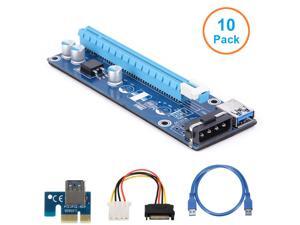 10-Pack ITHOO Molex 4pin Powered PCI-E PCI Express Extender Riser Cable- VER 006S Raiser Card- 1X to 16X PCIE USB 3.0 Adapter Card w/ 2ft USB Extension Cable - GPU Graphic Card Crypto Currency Mining 10-Pack ITHOO Molex 4pin Powered PCI-E PCI Express Extender Riser Cable- VER 006S Raiser Card- 1X to 16X PCIE USB 3.0 Adapter Card w/ 2ft USB Extension Cable - GPU Graphic Card Crypto Currency Mining
