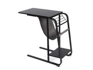 Qwork Sofa Side Table Wheel Mobile Computer Desk with Storage Basket Qwork Sofa Side Table Wheel Mobile Computer Desk with Storage Basket