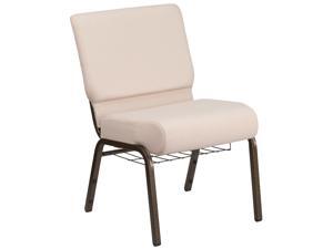 HERCULES Series 21''W Church Chair in Beige Fabric with Cup Book Rack - Gold Vein Frame HERCULES Series 21''W Church Chair in Beige Fabric with Cup Book Rack - Gold Vein Frame