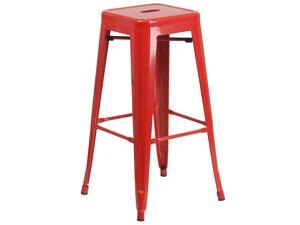 30'' High Backless Red Metal Indoor-Outdoor Barstool with Square Seat 30'' High Backless Red Metal Indoor-Outdoor Barstool with Square Seat