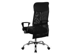 High Back Black Leather and Mesh Swivel Task Chair with Arms High Back Black Leather and Mesh Swivel Task Chair with Arms