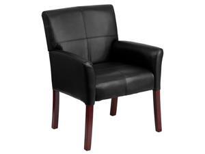 Black Leather Executive Side Reception Chair with Mahogany Legs Black Leather Executive Side Reception Chair with Mahogany Legs
