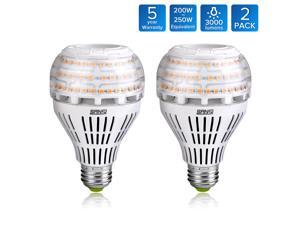 SANSI 22W (250-200W Equivalent) LED Light Bulbs, A21, Omni-directional, Ceramic Body, 3000 lumens, 3000K Warm white, CRI 80+, E26 Medium Screw Base, General Lighting, Pack of 2 SANSI 22W (250-200W Equivalent) LED Light Bulbs, A21, Omni-directional, Ceramic Body, 3000 lumens, 3000K Warm white, CRI 80+, E26 Medium Screw Base, General Lighting, Pack of 2