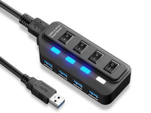 4 Port USB Hub, Portable SuperSpeed USB 3.0 Hub, Individual On/Off Switches LED, USB Extension Multi-function USB Dock Hot Swapping Support for Mac, PC, USB Flash Drives and Other Devices 4 Port USB Hub, Portable SuperSpeed USB 3.0 Hub, Individual On/Off Switches LED, USB Extension Multi-function USB Dock Hot Swapping Support for Mac, PC, USB Flash Drives and Other Devices