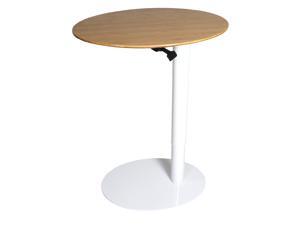 Oval Height Adjustable Café Table, Gas Piston, White Base with Light Bamboo Top Oval Height Adjustable Café Table, Gas Piston, White Base with Light Bamboo Top