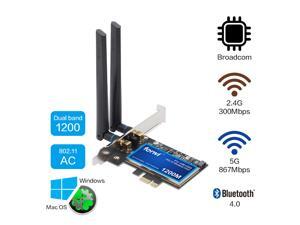 Fenvi FV-HB1200 Desktop Wireless AC1200 Dual Band PCI Express Hackintosh Wi-Fi Adapter, Bluetooth 4.0, Support Mac OS/Windows, 2.4G/5Ghz, 802.11ac, With Broadcom Wifi Card, 2x 6db Antennas Fenvi FV-HB1200 Desktop Wireless AC1200 Dual Band PCI Express Hackintosh Wi-Fi Adapter, Bluetooth 4.0, Support Mac OS/Windows, 2.4G/5Ghz, 802.11ac, With Broadcom Wifi Card, 2x 6db Antennas
