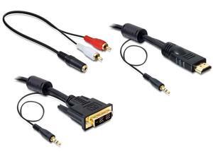 Delock Cable DVI - HDMI + Sound male-male 2m gold-plated bidirectional 3.5mm/RCA Delock Cable DVI - HDMI + Sound male-male 2m gold-plated bidirectional 3.5mm/RCA