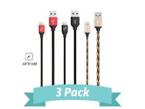 SyncTech 3 Feet Lightning Cables 3-Pack Aluminum Braided Fishnet Series Tangle Free iPhone Xs Max/Xs/Xr/X/8/7/6/6s/5/Plus iPad Mini/Air/Pro SyncTech 3 Feet Lightning Cables 3-Pack Aluminum Braided Fishnet Series Tangle Free iPhone Xs Max/Xs/Xr/X/8/7/6/6s/5/Plus iPad Mini/Air/Pro