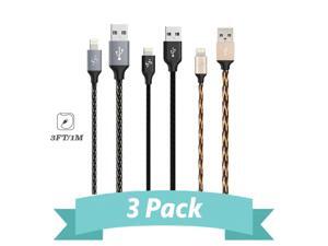 SyncTech 3 Feet Lightning Cables 3-Pack Aluminum Braided Fishnet Series Tangle Free iPhone Xs Max/Xs/Xr/X/8/7/6/6s/5/Plus iPad Mini/Air/Pro SyncTech 3 Feet Lightning Cables 3-Pack Aluminum Braided Fishnet Series Tangle Free iPhone Xs Max/Xs/Xr/X/8/7/6/6s/5/Plus iPad Mini/Air/Pro