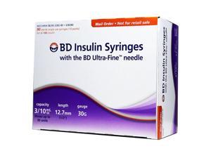 BD Becton Dickinson Ultra-Fine needle U-100 Insulin syringe 30G 3/10cc (.3mL) 12.7mm (1/2in) BD Becton Dickinson Ultra-Fine needle U-100 Insulin syringe 30G 3/10cc (.3mL) 12.7mm (1/2in)